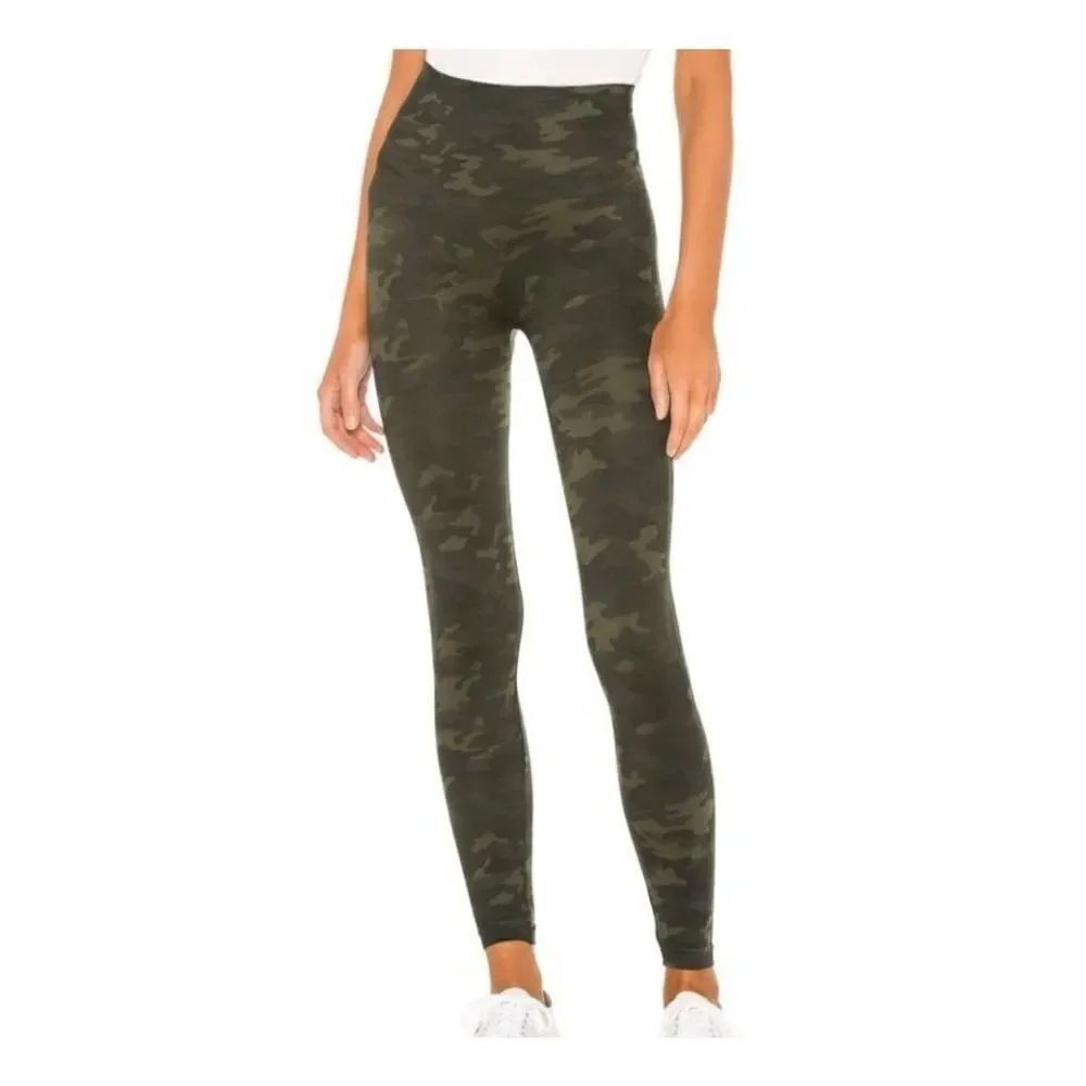 NWT SPANX Look At Me Now Compression Shapewear Green Camo Leggings -Sz XL
